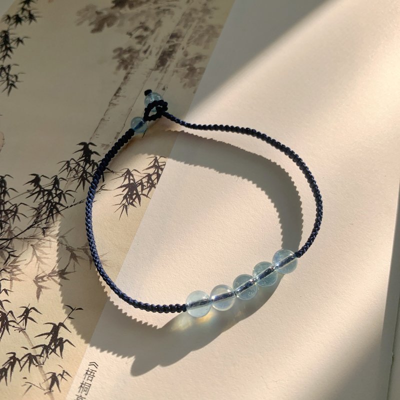 手作 漁歌。海藍寶古風編織手鏈 - 手鍊/手環 - 寶石 藍色