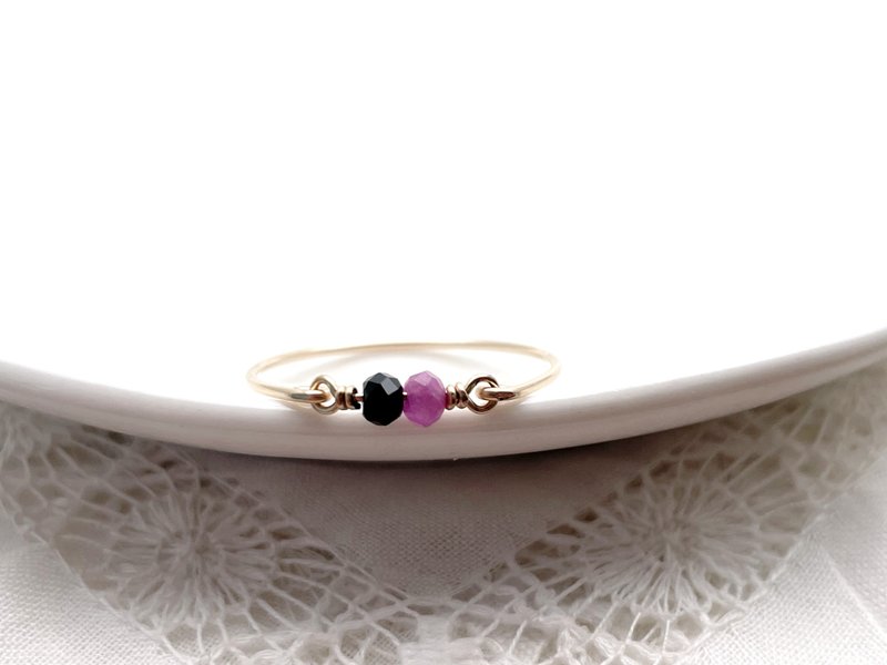 Black spinel and ruby wire ring - General Rings - Gemstone Pink