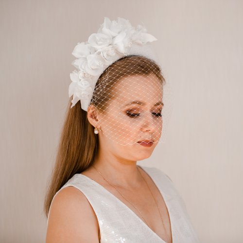 Pearl birdcage veil for bride. Bridal shower headband veil. Bachelorette  veil. - Shop TailoredMagic Headbands - Pinkoi