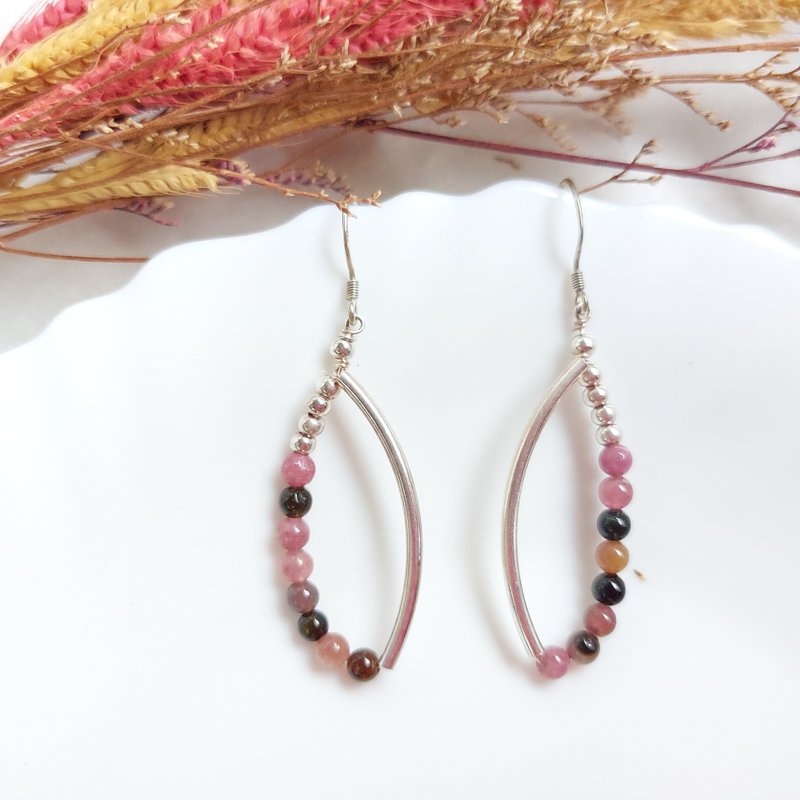 s925純銀 碧璽耳環 | 手作客製 手鍊 項鍊 耳飾 飾品 - 耳環/耳夾/耳骨夾 - 純銀 