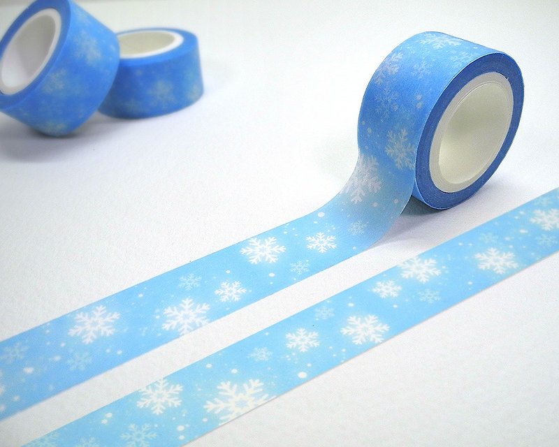 雪花點點紙膠帶 - 紙膠帶 - 紙 藍色