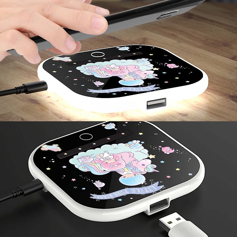 2 IN 1 - 15W Wireless Charging Pad And Light - Little Twin Stars - Phone Charger Accessories - Plastic Black