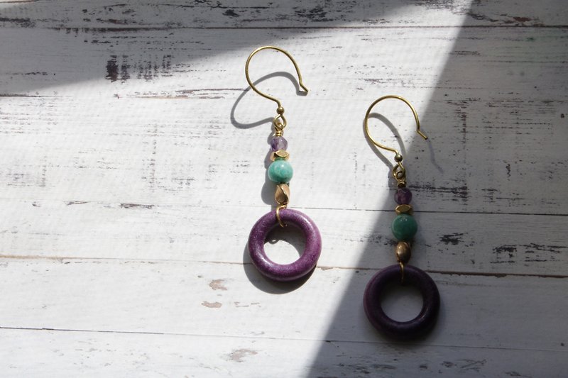 │甜圈│耳環-紫芋 - 耳環/耳夾 - 其他金屬 紫色