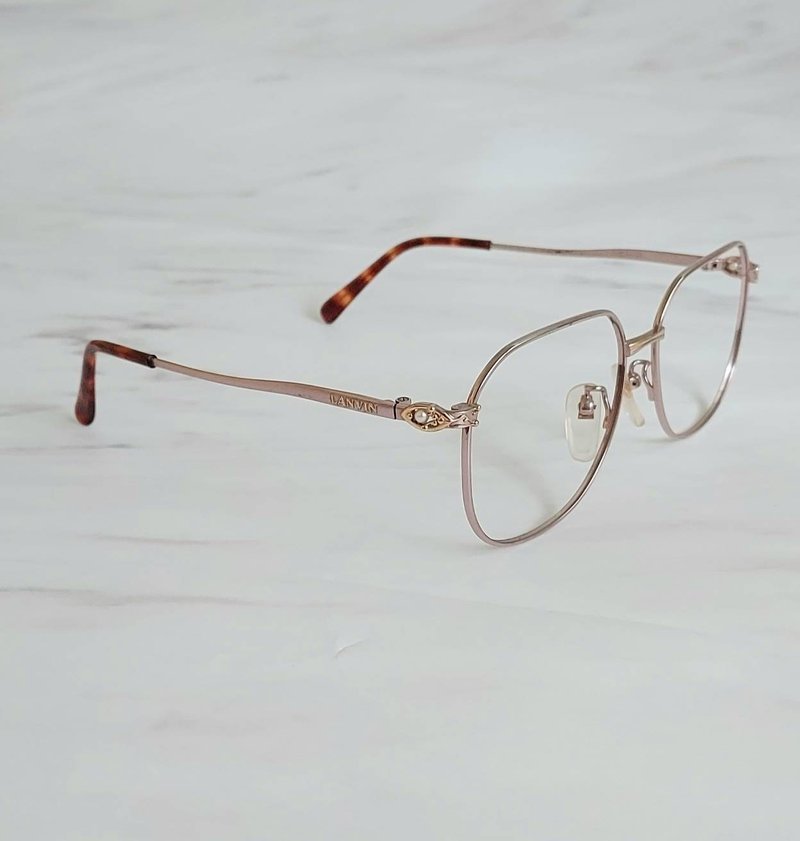 Lanvin Paris French-made titanium Rose Gold inlaid pearl gold decorative metal antique glasses - Glasses & Frames - Other Metals 