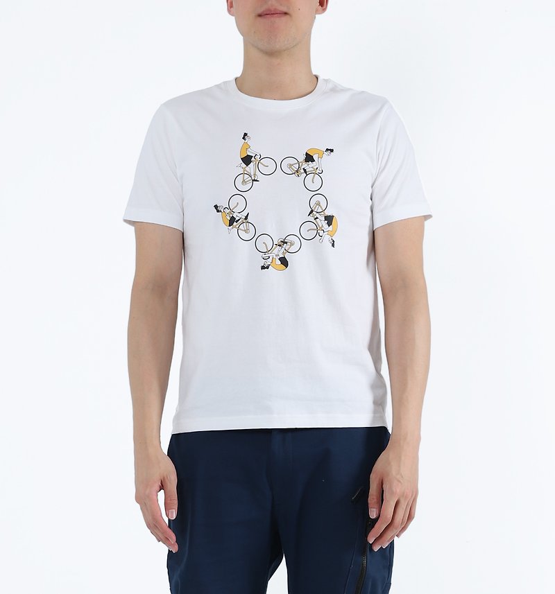 Wheel Battle - Bike Print Tee (White) - Unisex Hoodies & T-Shirts - Cotton & Hemp White
