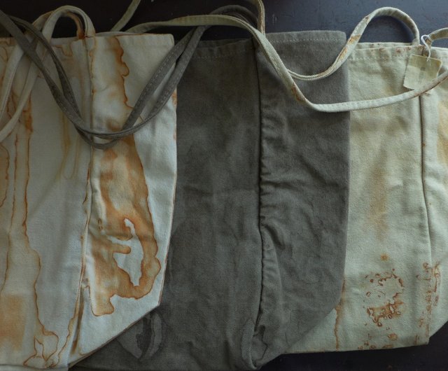 錆染め帆布ビッグトートバッグ - ショップ rusted-objects ショルダー