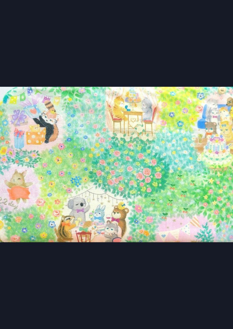 袋物系列-日本限量設計師布動物聚餐款L型拉鍊袋鋪棉-電子保護套 - 平板/電腦保護殼/保護貼 - 棉．麻 