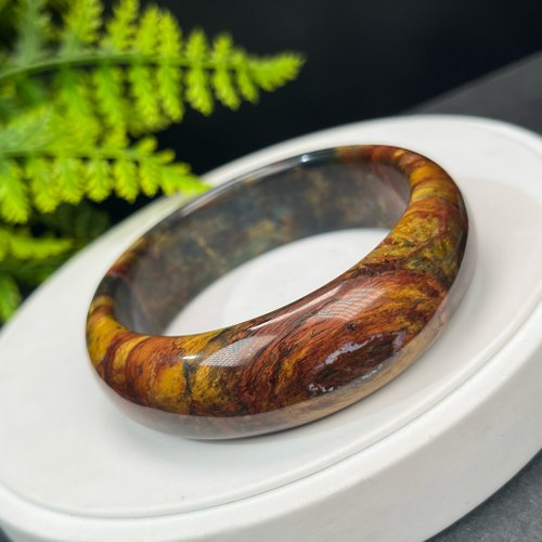 WANZAMGOK 精品 南非彼得石手鐲 60+MM 玉化高瓷天眼 山水壁畫風 正面能量