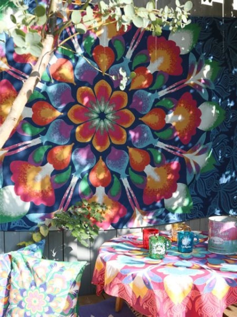 【Pre-order】 ☼ bright large flower mandala fabric ☼ (three-color) - Items for Display - Cotton & Hemp Multicolor