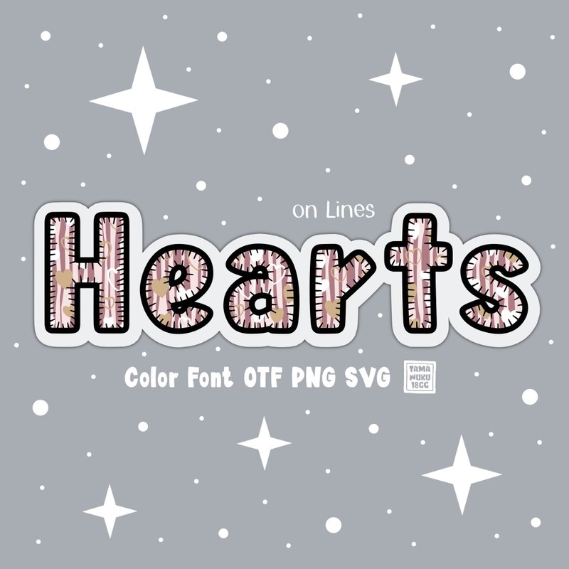 Hearts on Lines OTF PNG SVG - 字體設計 - 其他材質 