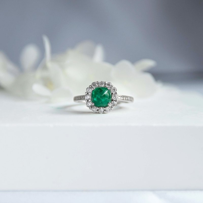 Emerald Sugar Tower Cut May Stone Natural Gemstone Sterling Silver Ring - แหวนทั่วไป - เงินแท้ สีเขียว