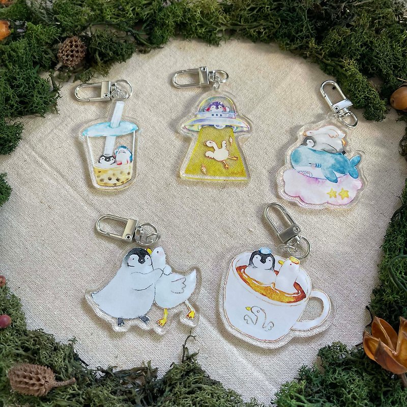 Little penguin naughty daily Acrylic pendant - Charms - Plastic Multicolor