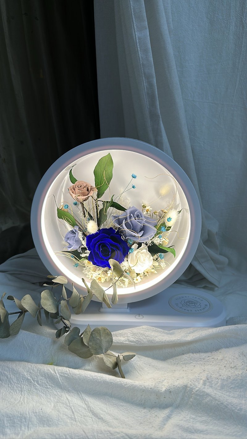 Everlasting Flower Multifunctional Night Light-Indigo Wireless Charging Bluetooth Speaker Bedside Decoration Exchange Gift - Items for Display - Plastic 