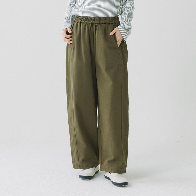 【Simply Yours】洗水棉休閒褲 綠F - 女裝闊腳褲/長褲 - 棉．麻 綠色