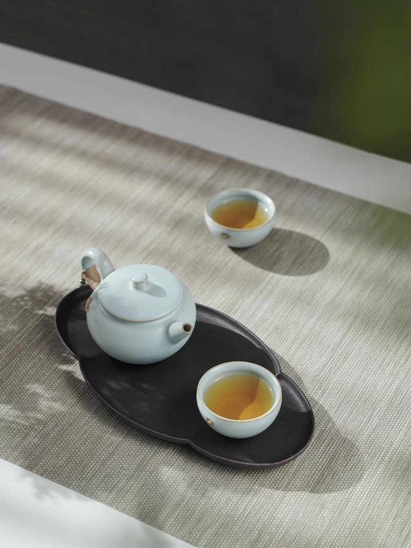 萬仟堂功夫茶具套裝女士精緻茶具一人泡茶具套裝家用輕奢高檔雲起 - 茶壺/茶杯/茶具 - 陶 白色