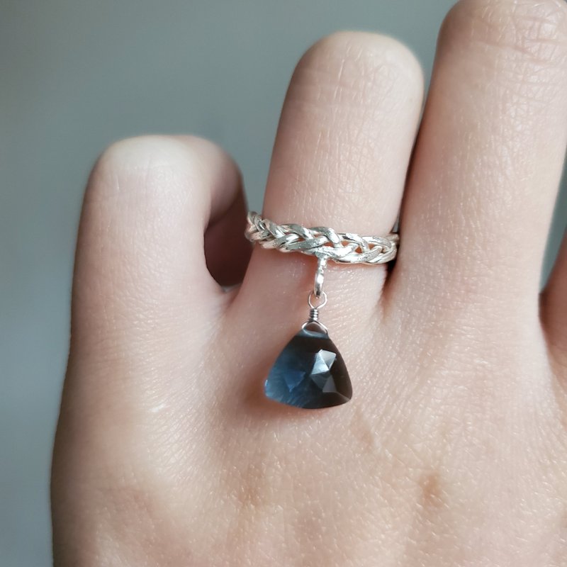 Quartz Stone Ring Adjustable | Mineral Necklace 925 Silver Ring Exchange Gift Birthday Gift - แหวนทั่วไป - หิน 