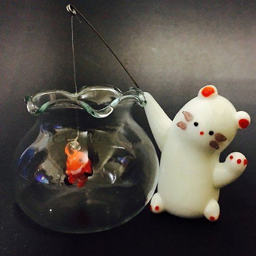 Central Glass 水晶玻璃 貓咪 釣魚 小丑魚 魚缸