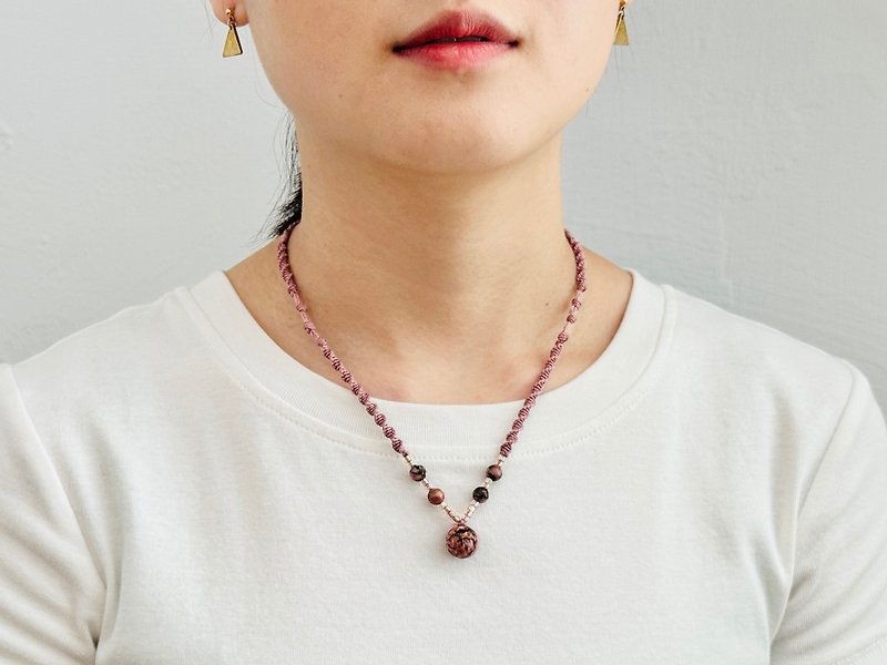 Sweetness in the Wilderness/Rhodonite Braided Necklace Adjustable Length - Necklaces - Crystal Pink