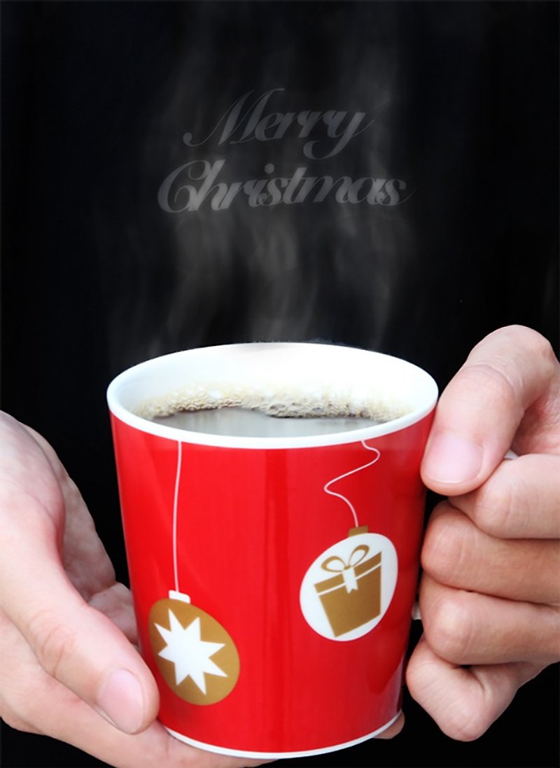 Christmas mug -Golden Ornamets  Available in 5 designs - Mugs - Porcelain Red