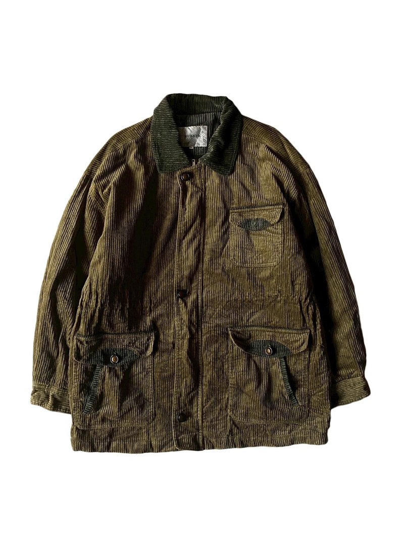 --Liang Guang Shi Vintage--Green Patchwork Corduroy Overcoat - Men's Coats & Jackets - Other Materials Green