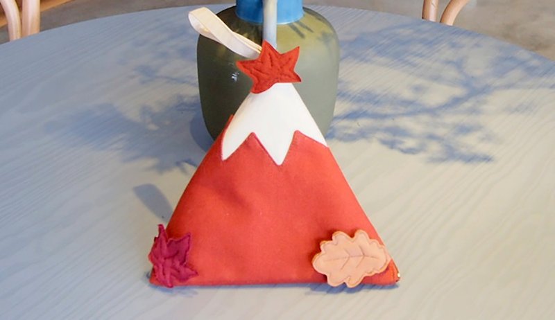 楓葉  富士山 大地色  葉子 幾何 手提包 (M) - 手提包/手提袋 - 棉．麻 紅色