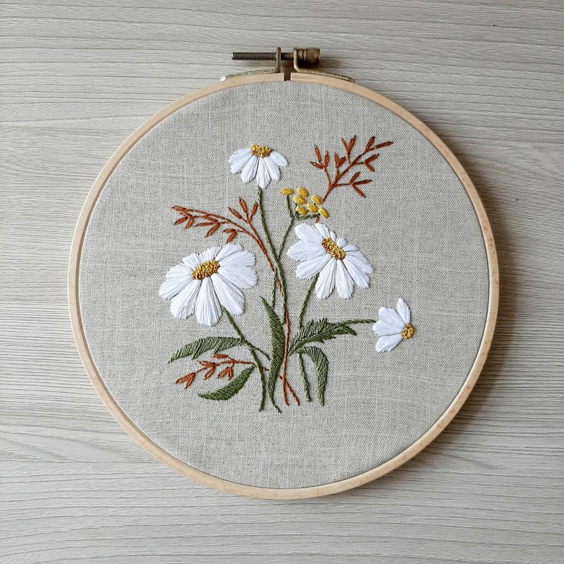 刺繡 花卉 Daisy flowers hand embroidery DIY, Floral pattern pdf - 其他數位設計 - 其他材質 