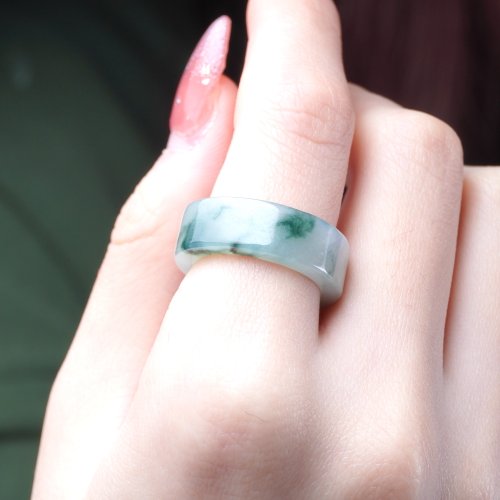 瓔珞珠寶盒 E.L.Jewelry Box 冰種飄藍花翡翠戒指戒圈 | 國際12圍 | 天然緬甸玉翡翠A貨 | 送禮