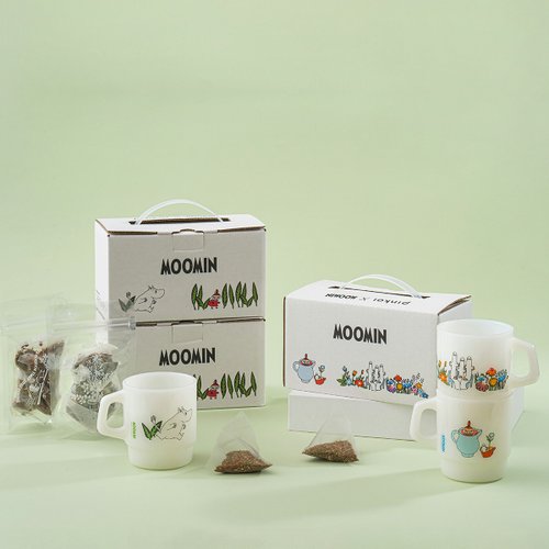 Diary Bakery Moomin 玻璃杯 1 入 x 無咖啡因國寶茶禮盒組