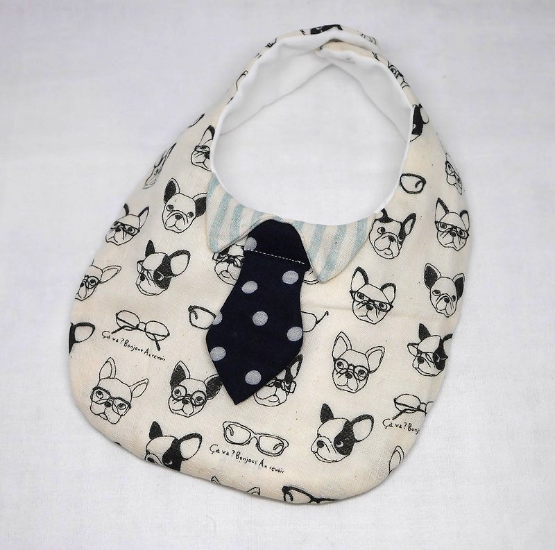 Japanese Handmade 6-layer-gauze Baby Bib / with tie - Bibs - Cotton & Hemp Black