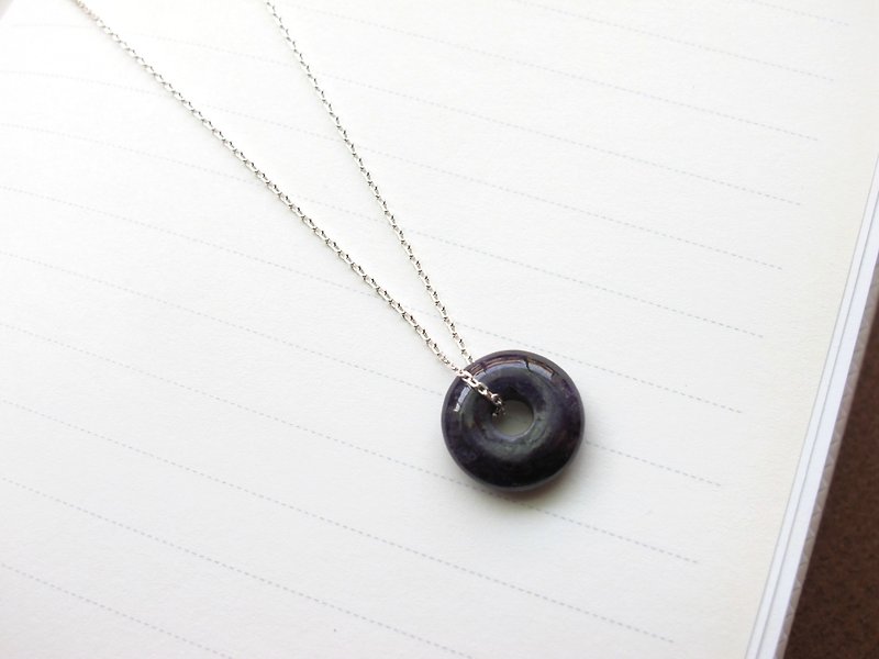 [Purple ancient money] Shu 徕 x 925 silver chain - hand-created natural stone series - Necklaces - Crystal Purple