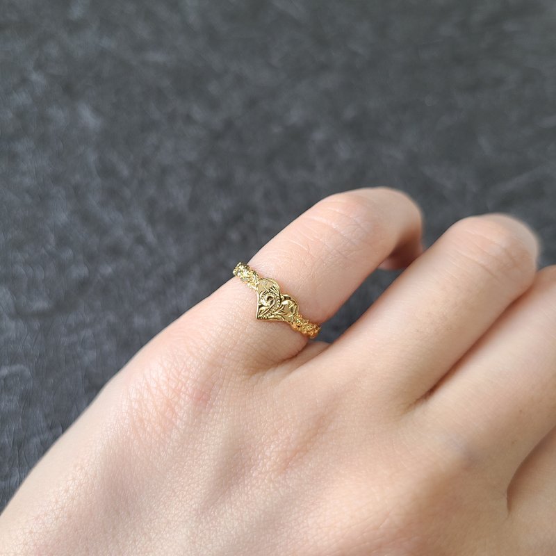 Heart Hawaiian Pinky Ring / K18GP - แหวนทั่วไป - เงินแท้ สีทอง