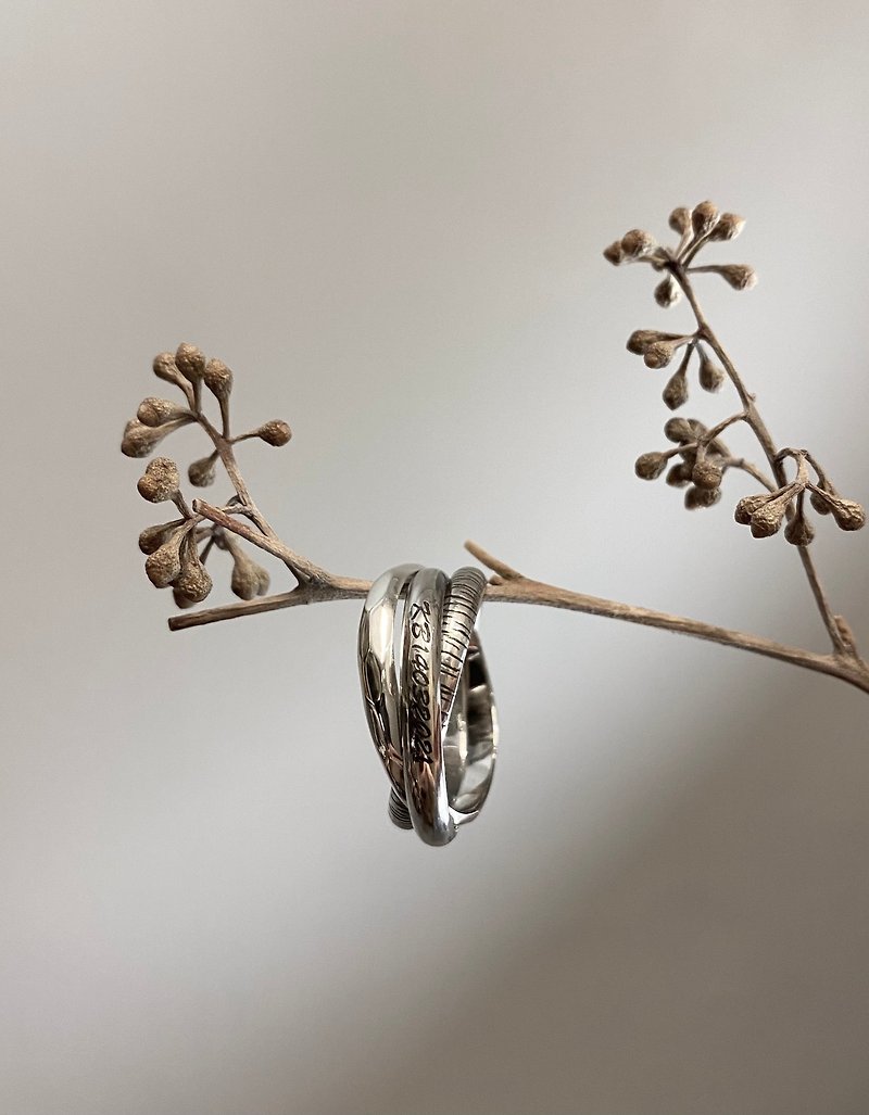 Ermao Silver[Three Rings Sterling Silver Ring] - แหวนทั่วไป - โลหะ 