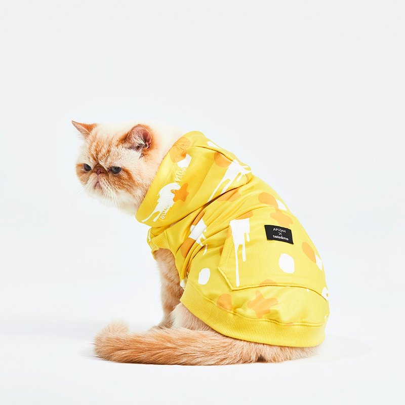 【tails&me x APUJAN】Ink dot hooded vest—yellow/blue - ชุดสัตว์เลี้ยง - ไฟเบอร์อื่นๆ หลากหลายสี