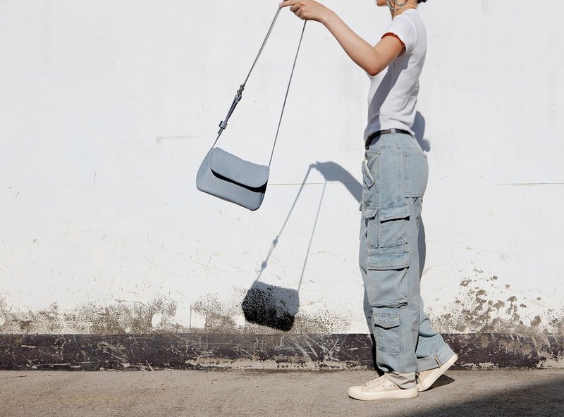 Taiwan Original-Vegan Leather/Yoyou Bag-Pastel Blue - Messenger Bags & Sling Bags - Waterproof Material Blue