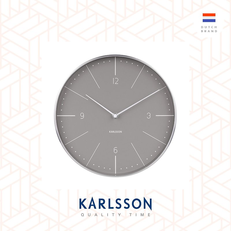 Karlsson, Wall clock Normann numbers warm grey, brushed case - Clocks - Other Metals Gray
