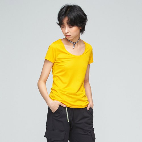 VOUX Cozee-抗菌除臭U領修身上衣(女)-金盞花橘
