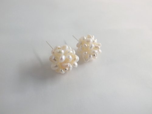 ChloMi 【耳環】925 純銀 珍珠花球 珍珠耳環 情人節禮物
