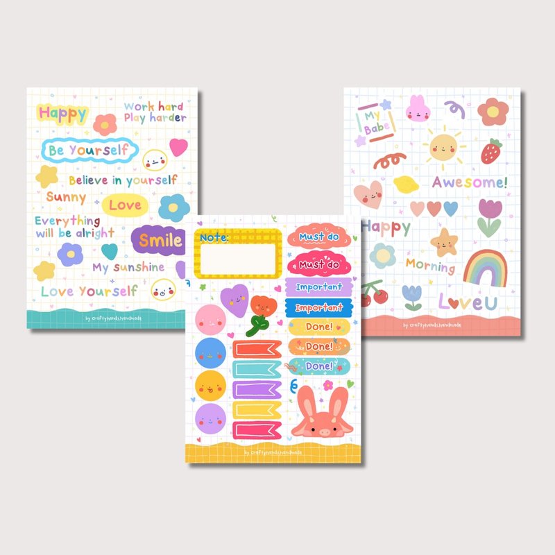 Journal Sticker Diary sticker สติ๊กเกอร์กันน้ำ สติ๊กเกอร์น่ารัก แปะคอม ตกแต่ง - สติกเกอร์ - กระดาษ หลากหลายสี