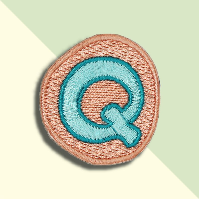 童趣刺繡貼-Q - 徽章/別針 - 繡線 藍色