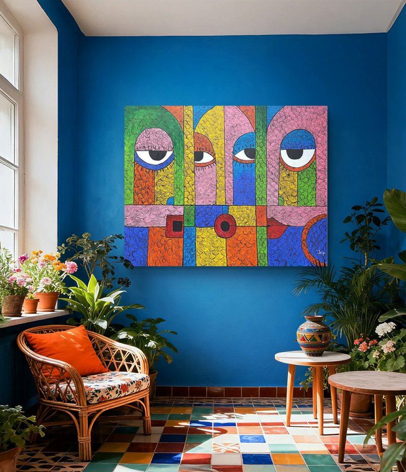 【V077 心靈迷宮】坦尚尼亞手繪無框畫,掛畫 - 海報/掛畫/掛布 - 其他材質 