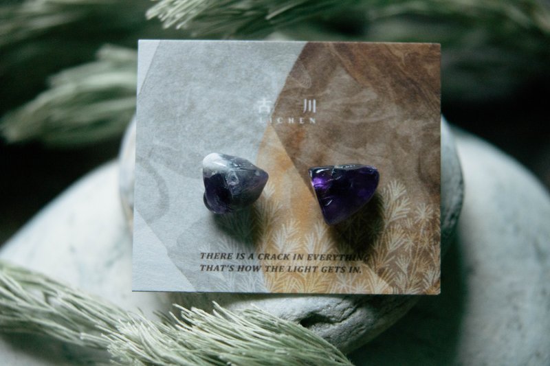 CRACK | Mineral earrings | EARRINGS - ต่างหู - หยก สีม่วง