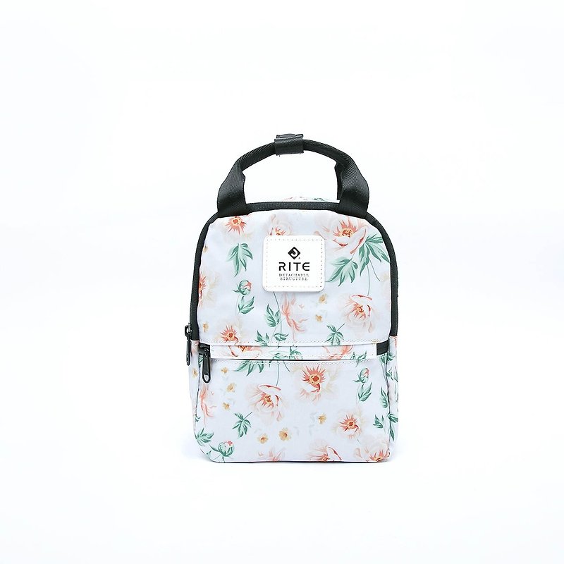 [RITE] Le Tour Series - Dual-use Mini Backpack - Flower Shallow - กระเป๋าเป้สะพายหลัง - วัสดุกันนำ้ ขาว