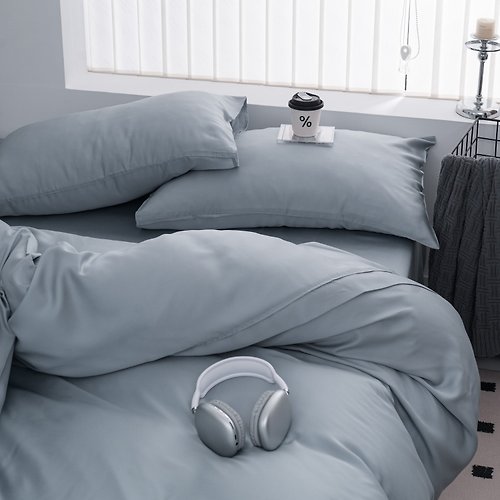 Lasol睡眠屋 60支100%天絲-莫蘭迪床包枕套兩用被套組-雨過天晴