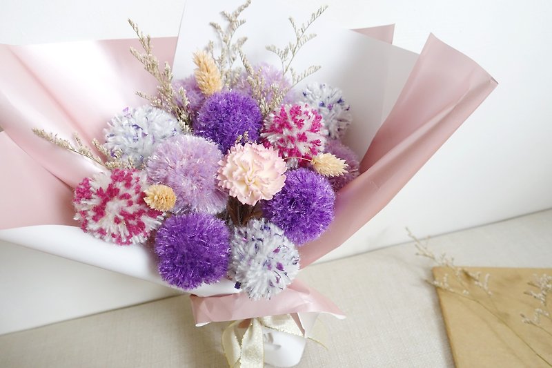 紫色奢華花束/太陽玫瑰索拉擴香/生日客製花盒禮 - 乾燥花/永生花 - 其他材質 紫色