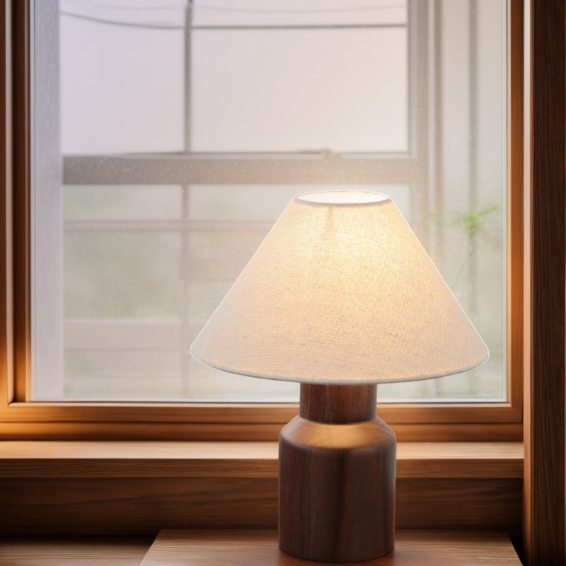 Taisho retro Western style North American black walnut table lamp handmade by wood craftsmen 106LT - Lighting - Wood Brown