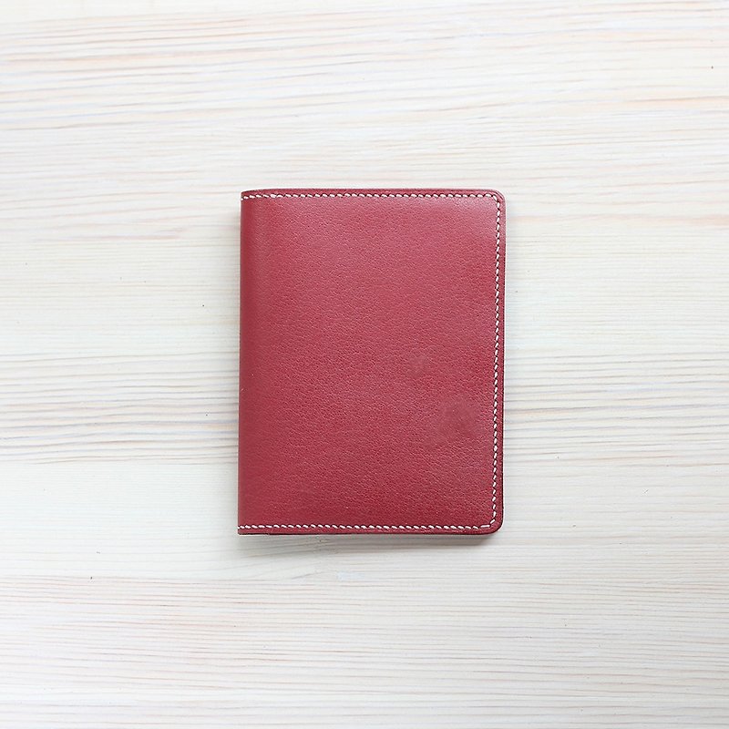 【穎川手創】愛旅行護照夾/胭脂紅色/牛皮純手縫 - 護照套 - 真皮 紅色