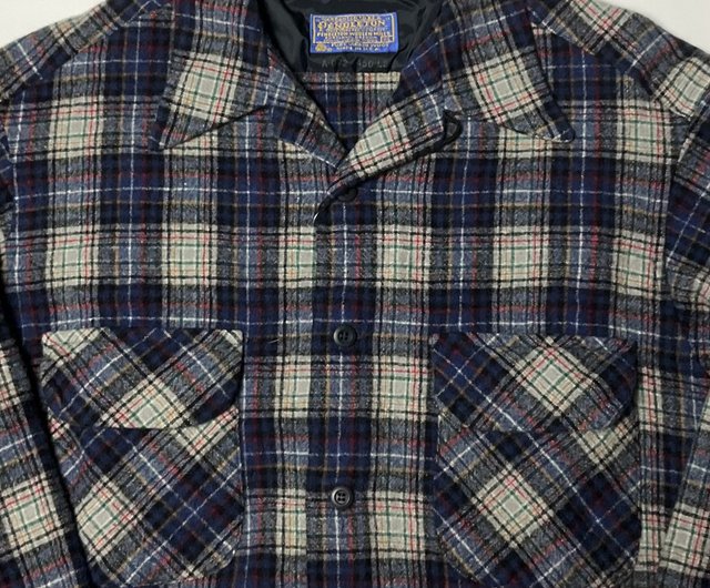 Vintage 70s Pendleton Wool Navy Check Shirt - Shop headxlover