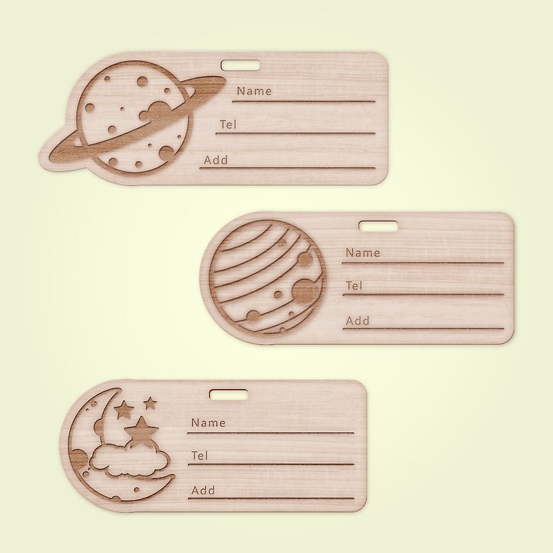 Small Universe Planet - Travel Tag - Travel Tag / Information Board / Charm - Luggage Tags - Wood Khaki