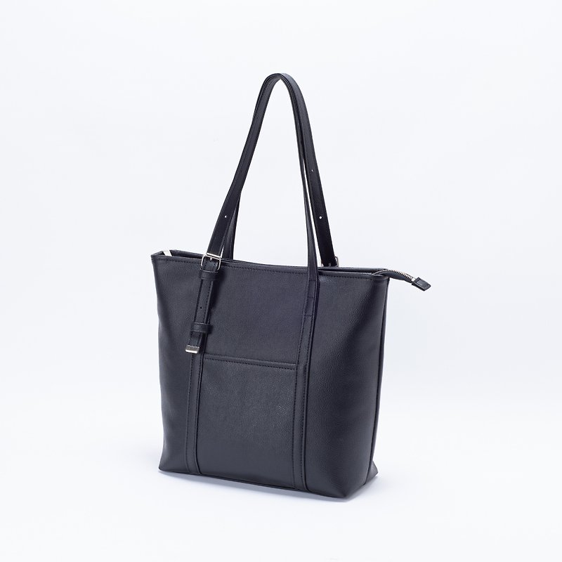 Ultra-light and large-capacity tote bag - versatile black - กระเป๋าแมสเซนเจอร์ - หนังเทียม สีดำ