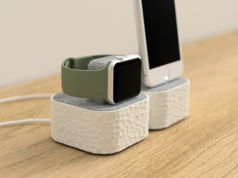 apple watch holder, apple watch stand, apple watch dock, apple watch dock women - Phone Stands & Dust Plugs - Eco-Friendly Materials White